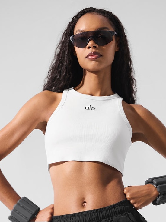 ALO Yoga Tops - Alo Aspire Tank Top Black and White Small